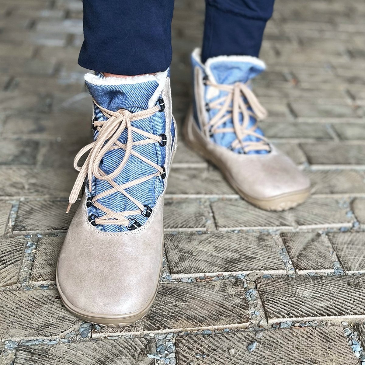 Fare Bare Aspenky Beige - Botines barefoot impermeables calientes unisex beige