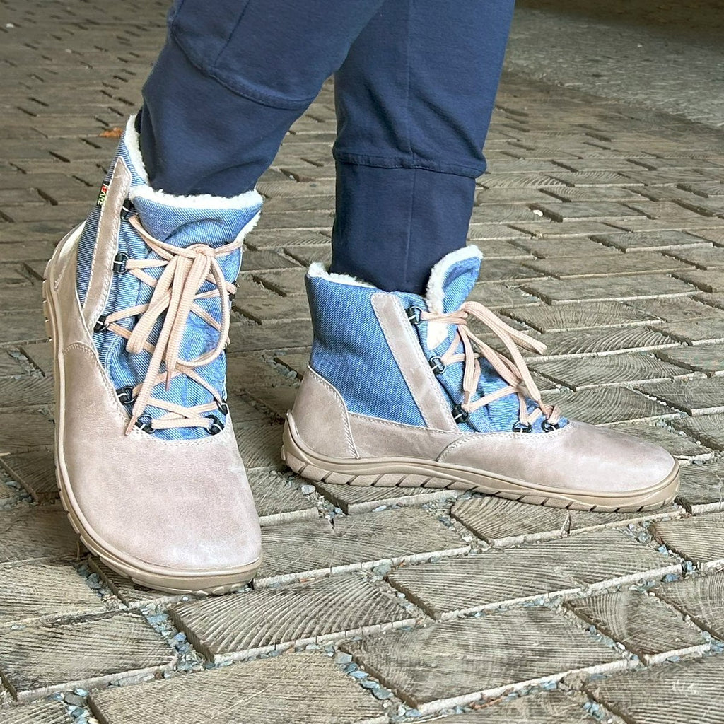 Fare Bare Aspenky Beige - Botines barefoot impermeables calientes unisex beige