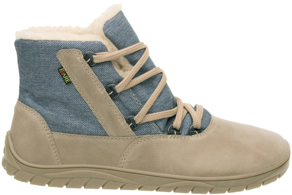 Fare Bare Aspenky Beige - Botines barefoot impermeables calientes unisex beige