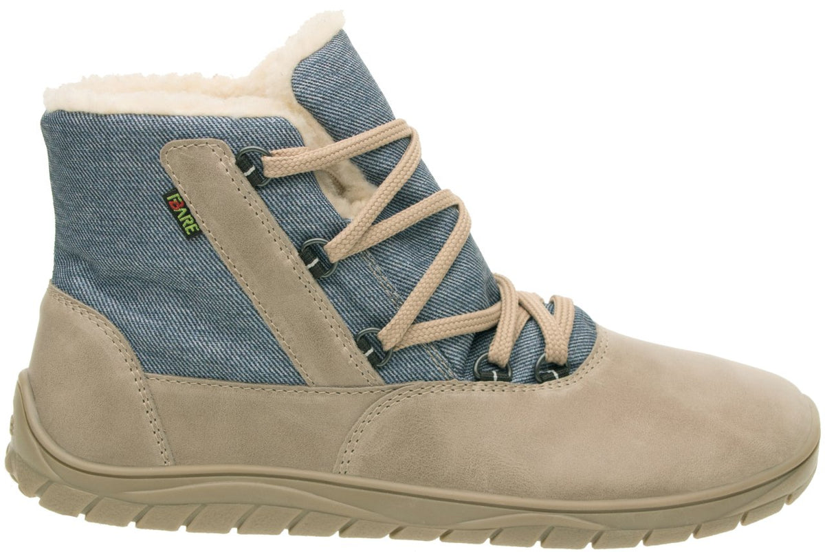 Fare Bare Aspenky Beige - Botines barefoot impermeables calientes unisex beige