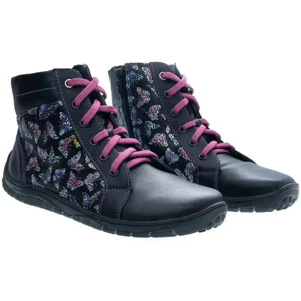 Fare Bare - AVILA All Year Butterfly Black - Botines barefoot unisex sin forro