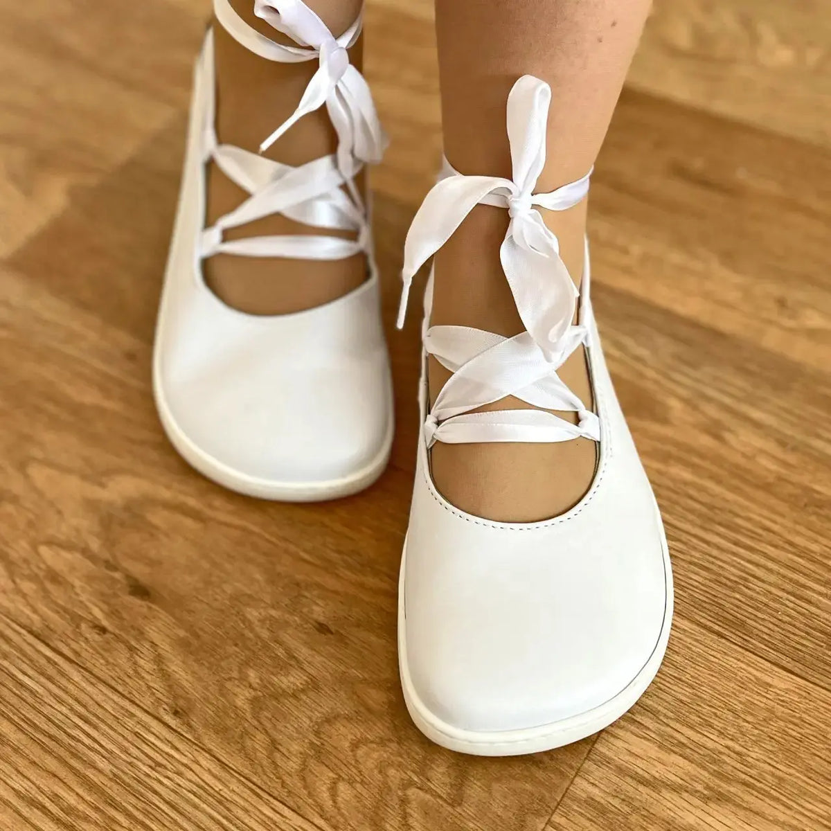 Fare Bare - Ballerinas Bianca White - Bailarinas barefoot de cuero para mujer
