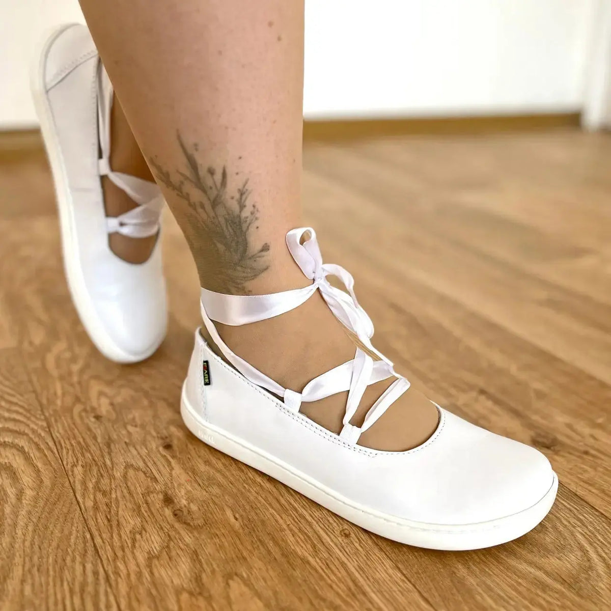 Fare Bare - Ballerinas Bianca White - Bailarinas barefoot de cuero para mujer