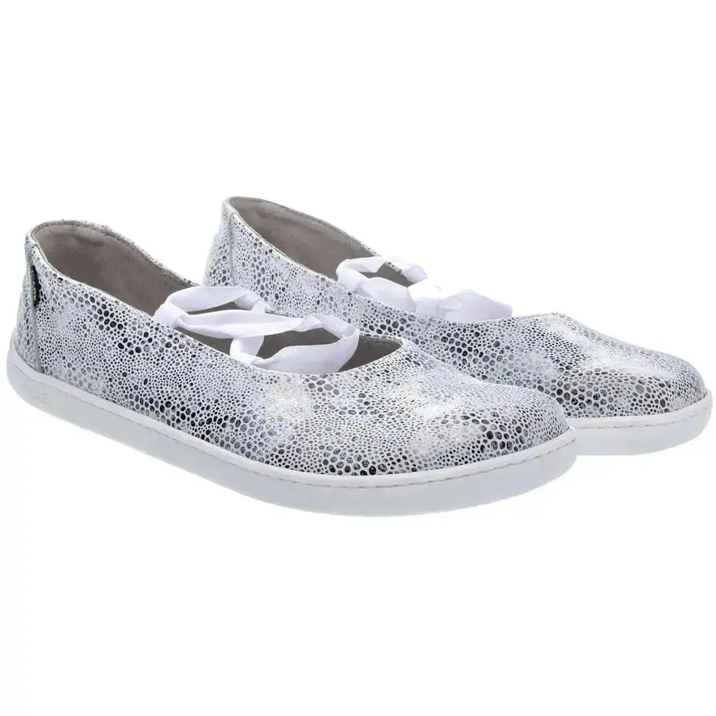 Fare Bare Ballerinas Silver White - Bailarinas barefoot de cuero para mujer plateadas