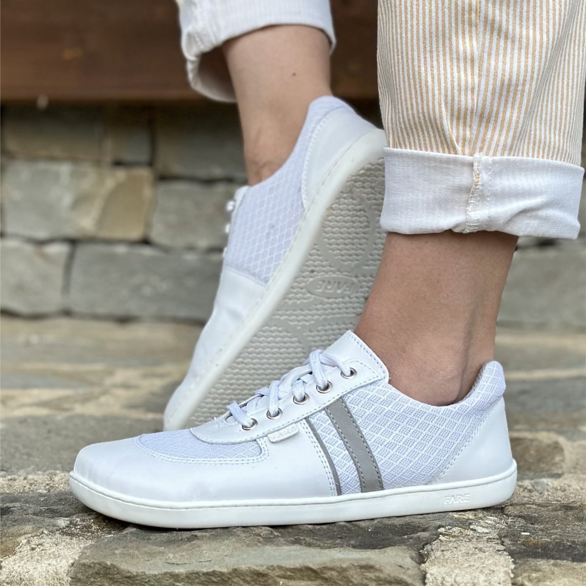 Fare Bare - Basic B White & Grey - Deportivas barefoot ligeras-Fare Bare-Cacles Barefoot-Tienda de calzado barefoot respetuoso minimalista