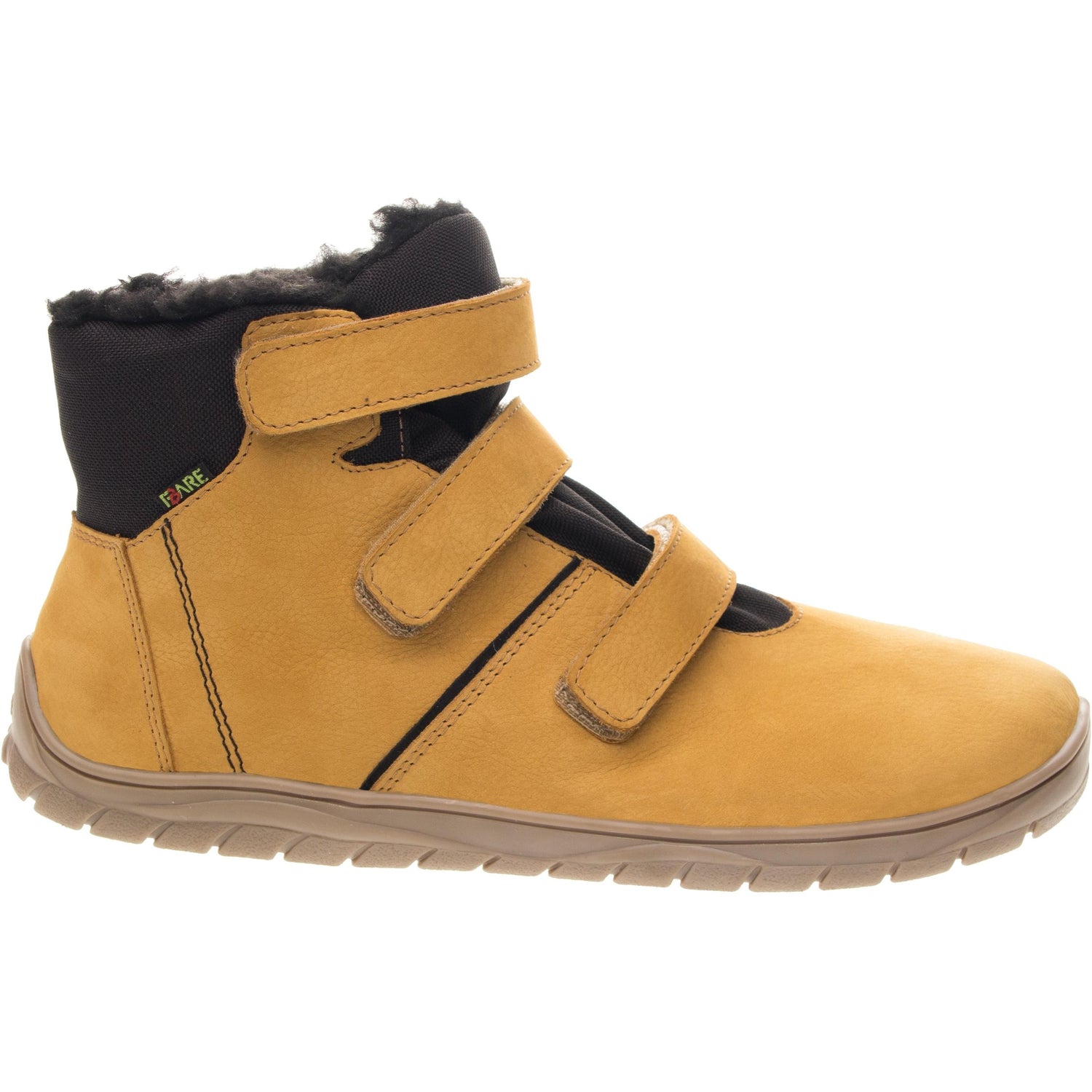 Fare Bare - Botines unisex Amarillo con membrana y forro de borreguillo-Fare Bare-Cacles Barefoot-Tienda de calzado barefoot respetuoso minimalista