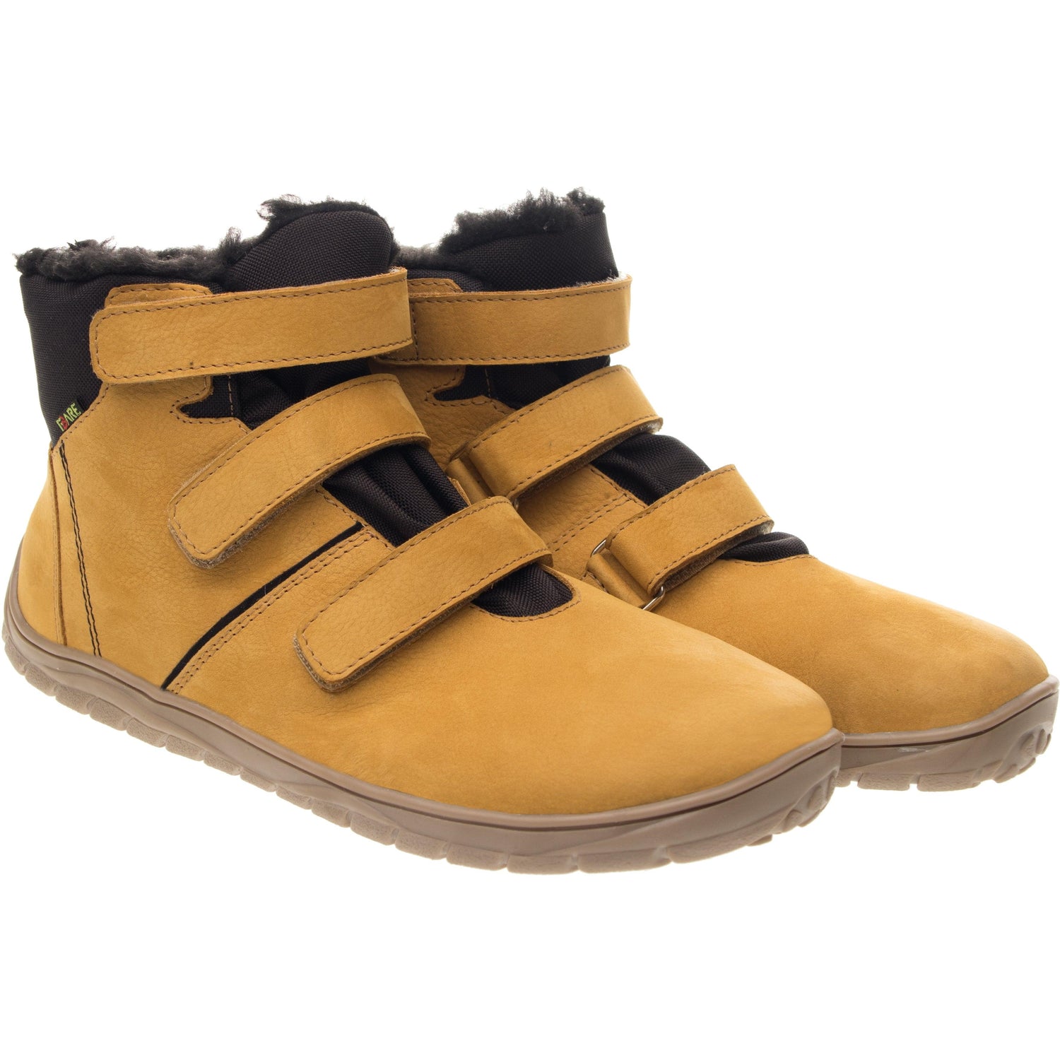 Fare Bare - Botines unisex Amarillo con membrana y forro de borreguillo-Fare Bare-Cacles Barefoot-Tienda de calzado barefoot respetuoso minimalista