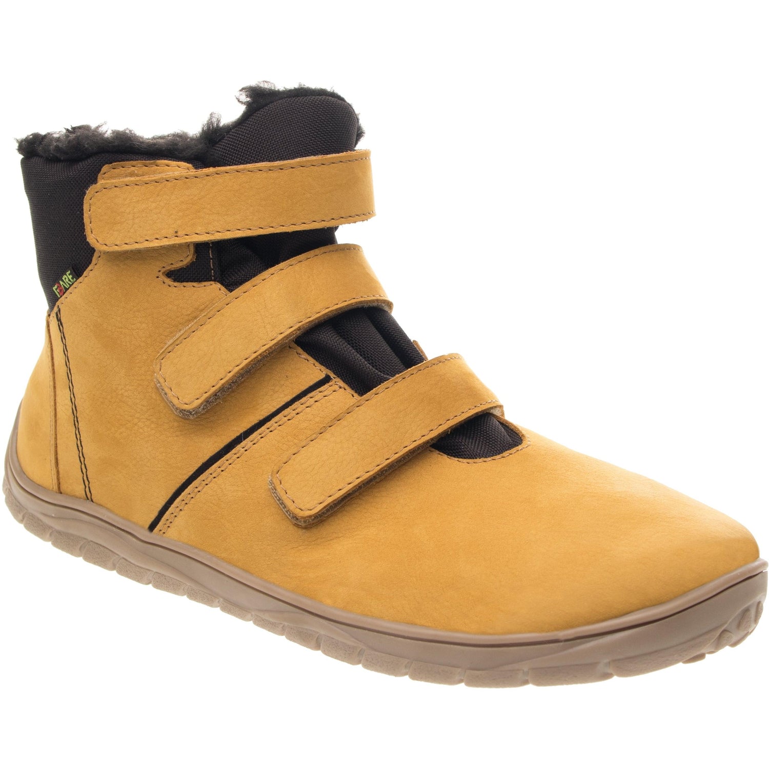 Fare Bare - Botines unisex Amarillo con membrana y forro de borreguillo-Fare Bare-Cacles Barefoot-Tienda de calzado barefoot respetuoso minimalista