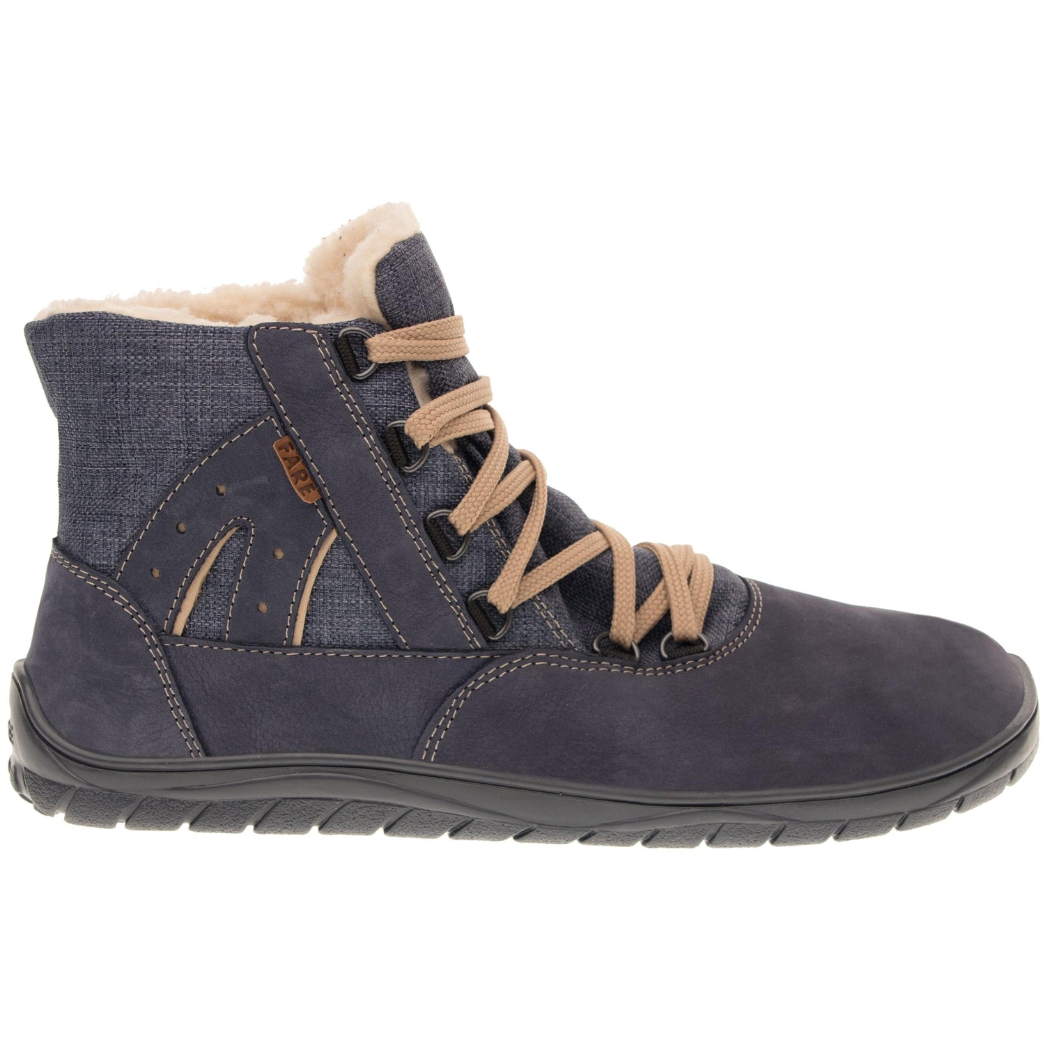 Fare Bare - Botines unisex Azul con membrana y forro de borreguillo-Fare Bare-Cacles Barefoot-Tienda de calzado barefoot respetuoso minimalista