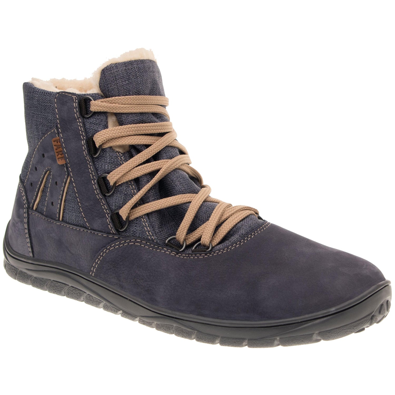 Fare Bare - Botines unisex Azul con membrana y forro de borreguillo-Fare Bare-Cacles Barefoot-Tienda de calzado barefoot respetuoso minimalista