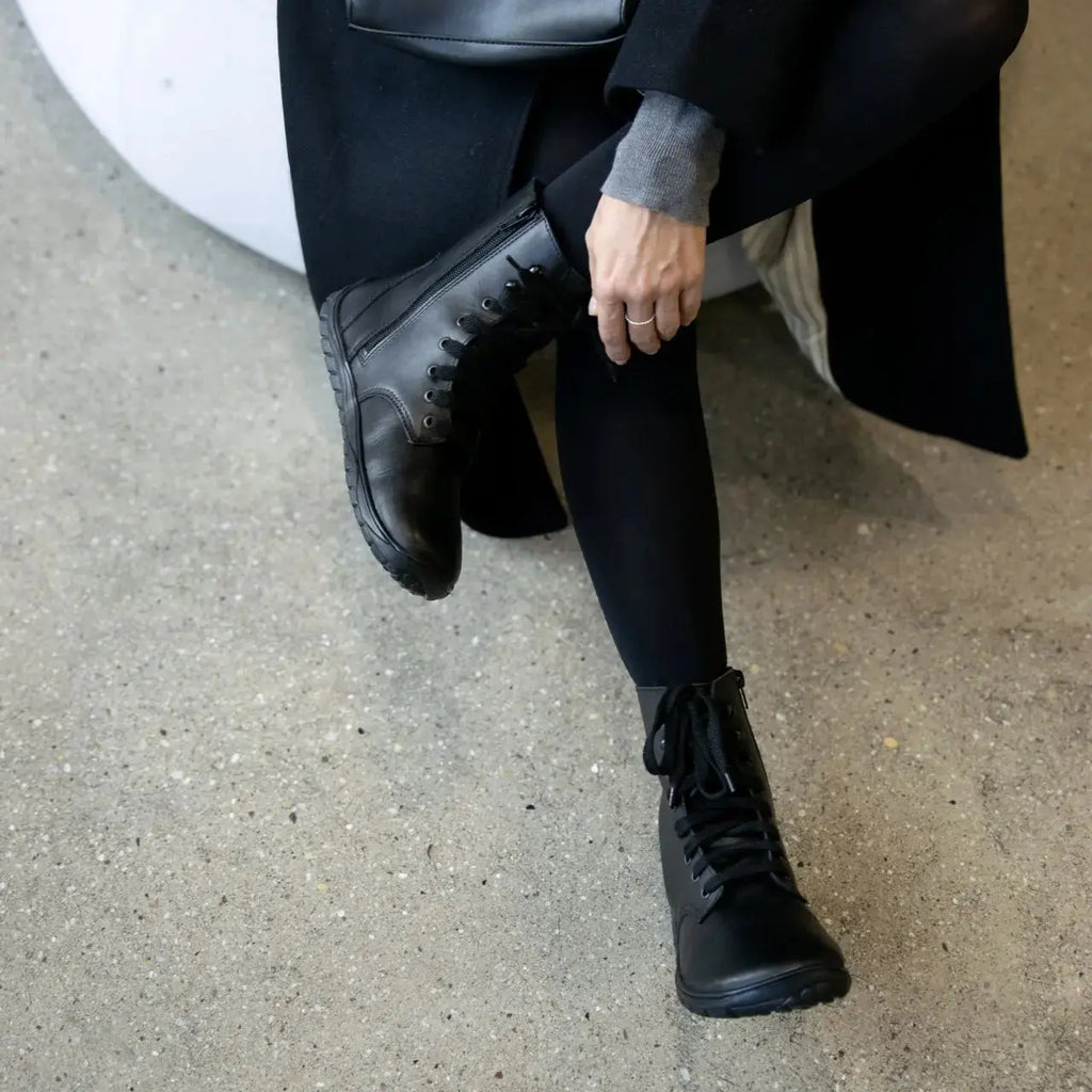 Fare Bare - Bottes d'hiver Freya Noires - bottes barefoot chaudes d'hiver