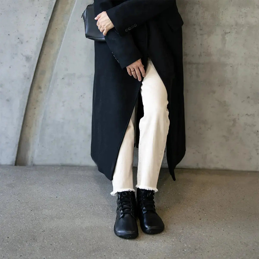 Fare Bare - Bottes d'hiver Freya Noires - bottes barefoot chaudes d'hiver