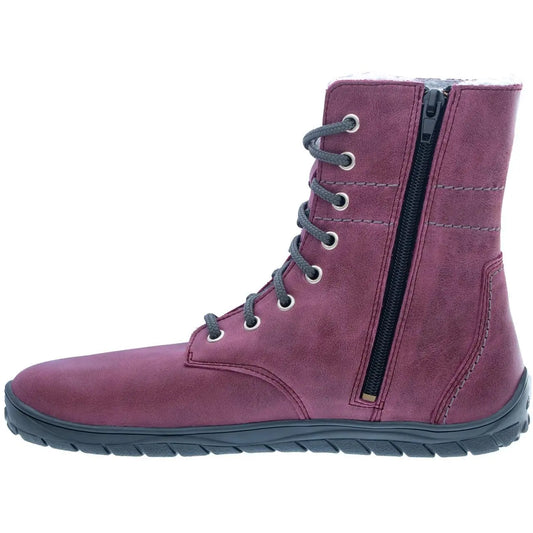 Fare Bare - Freya Winter Shoes Burgundy - botas barefoot de invierno calientes