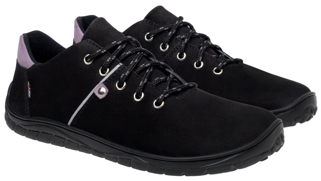 Fare Bare Hikersky Black Lillac - Zapatillas barefoot impermeables para senderismo unisex negras