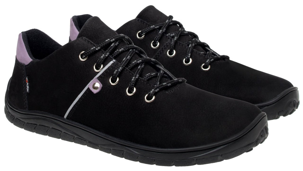 Fare Bare Hikersky Black Lillac - Zapatillas barefoot impermeables para senderismo unisex negras