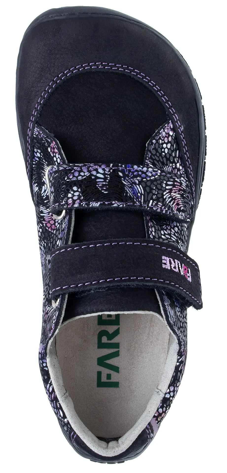 Fare Bare Kids Darianky Black - zapatillas barefoot infantiles casual negras con estampado de mariposas  Cacles Barefoot