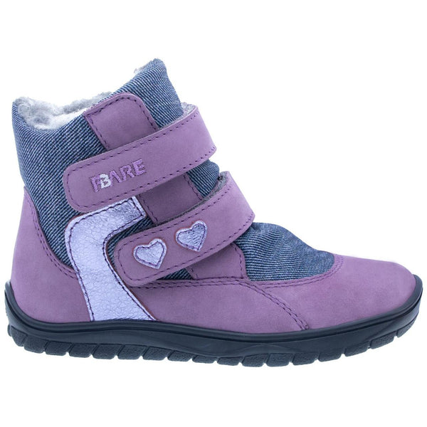 Fare Bare Kids Frostky Lilac - Botines barefoot infantiles impermeables calientes lila