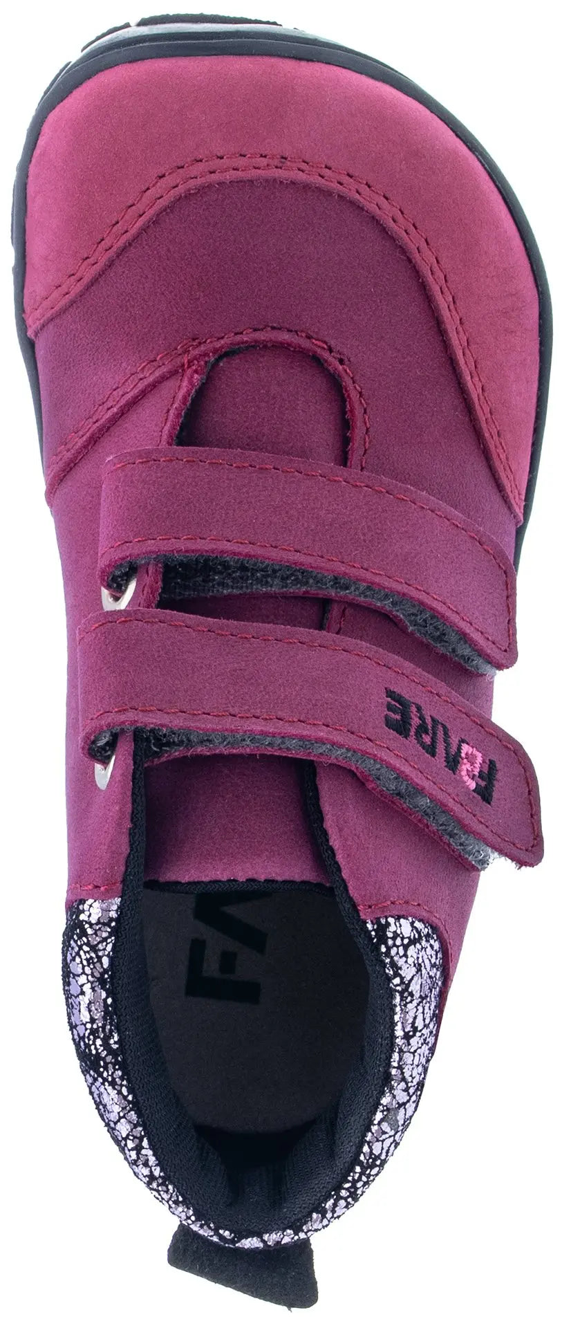 Fare Bare Kids Visby Burgundy - Botines barefoot otoñales para niños pequeños en cuero nubuck rosa burdeos  Cacles Barefoot