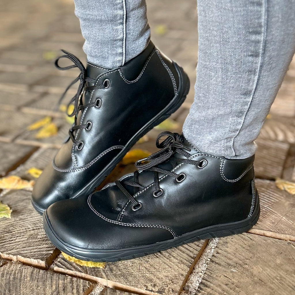 Fare Bare Mateo All Year Black - Botines barefoot de cuero negros  Cacles Barefoot