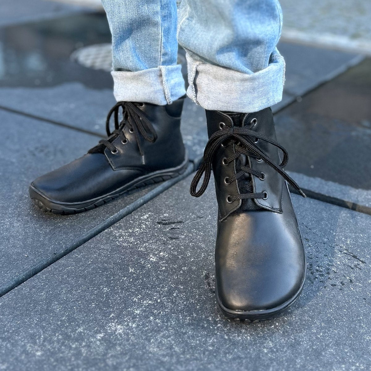 Fare Bare - Nivella Winter Black - Botín bajo barefoot con forro invernal