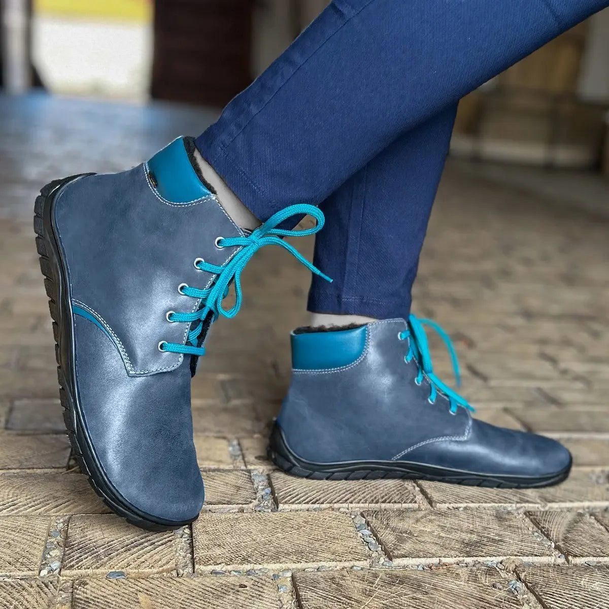 Fare Bare - Nivella Winter Blue - Botín bajo barefoot con forro invernal