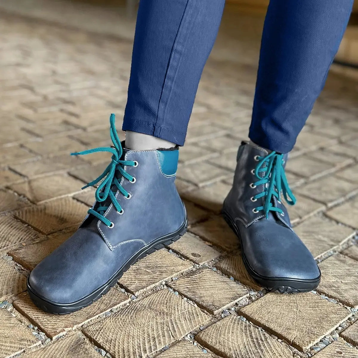 Fare Bare - Nivella Winter Blue - Botín bajo barefoot con forro invernal