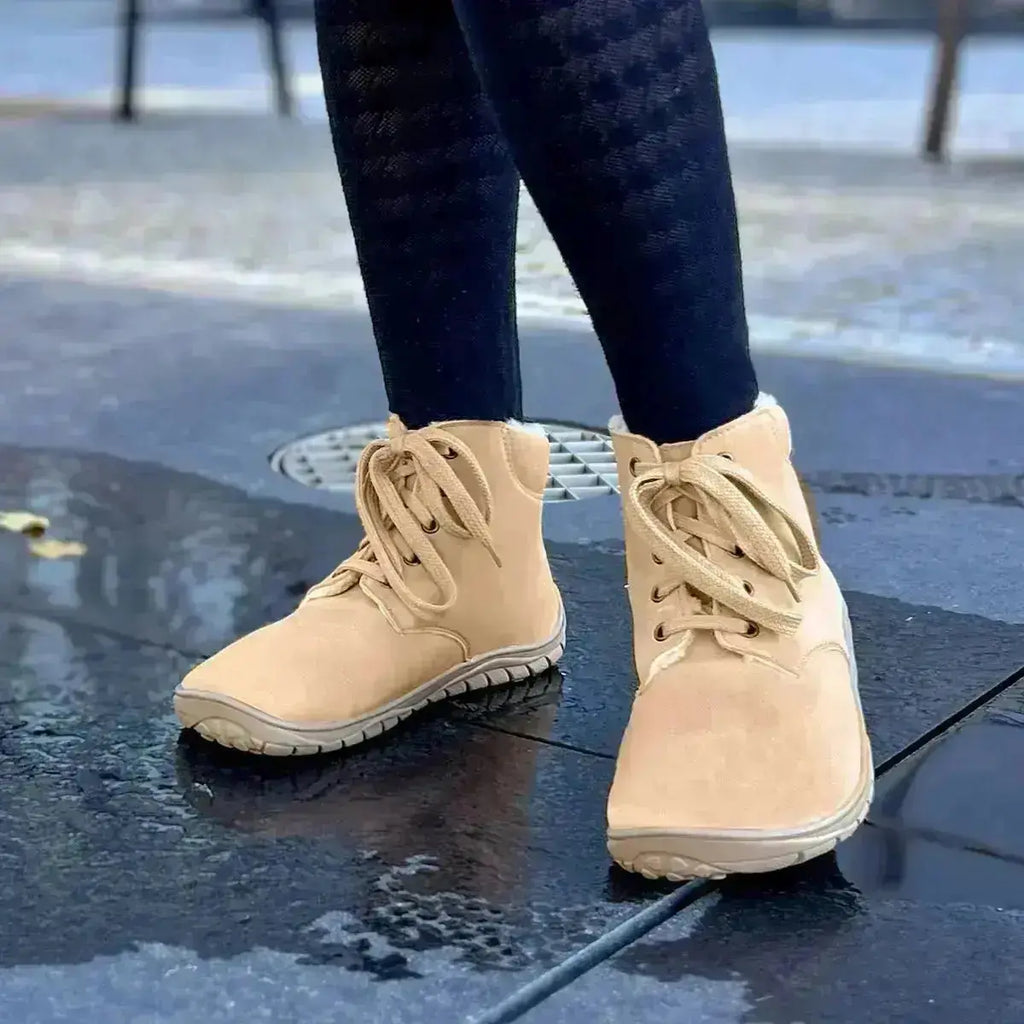 Fare Bare - Nivella Winter Camel - Botines barefoot con forro caliente unisex