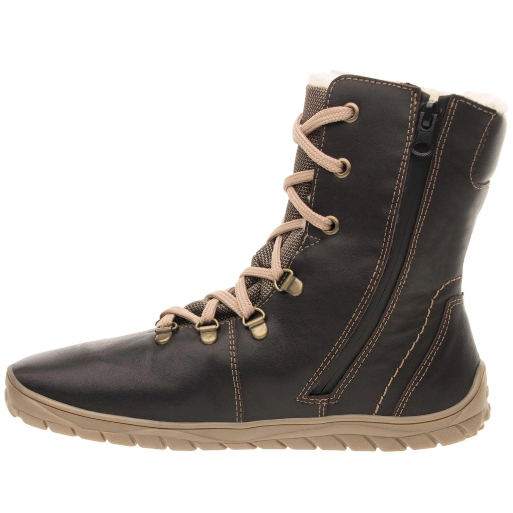 Fare Bare - Norry Winter Dark Chocolate - Botines barefoot impermeables con forro invernal