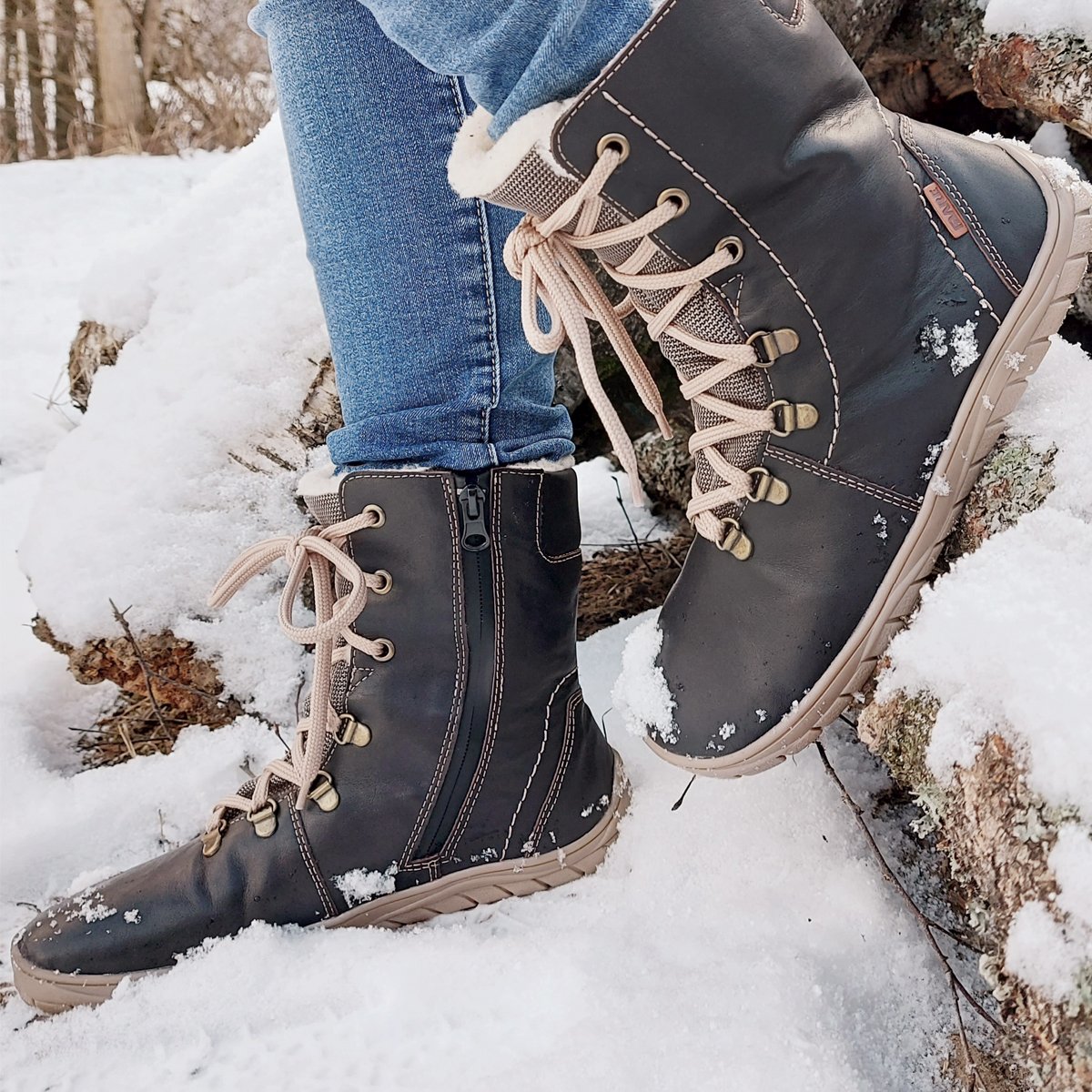 Fare Bare - Norry Winter Dark Chocolate - Botines barefoot impermeables con forro invernal