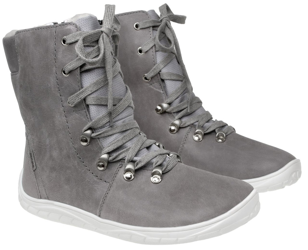 Fare Bare Norry Winter Grey - Botas barefoot impermeables calientes unisex grises