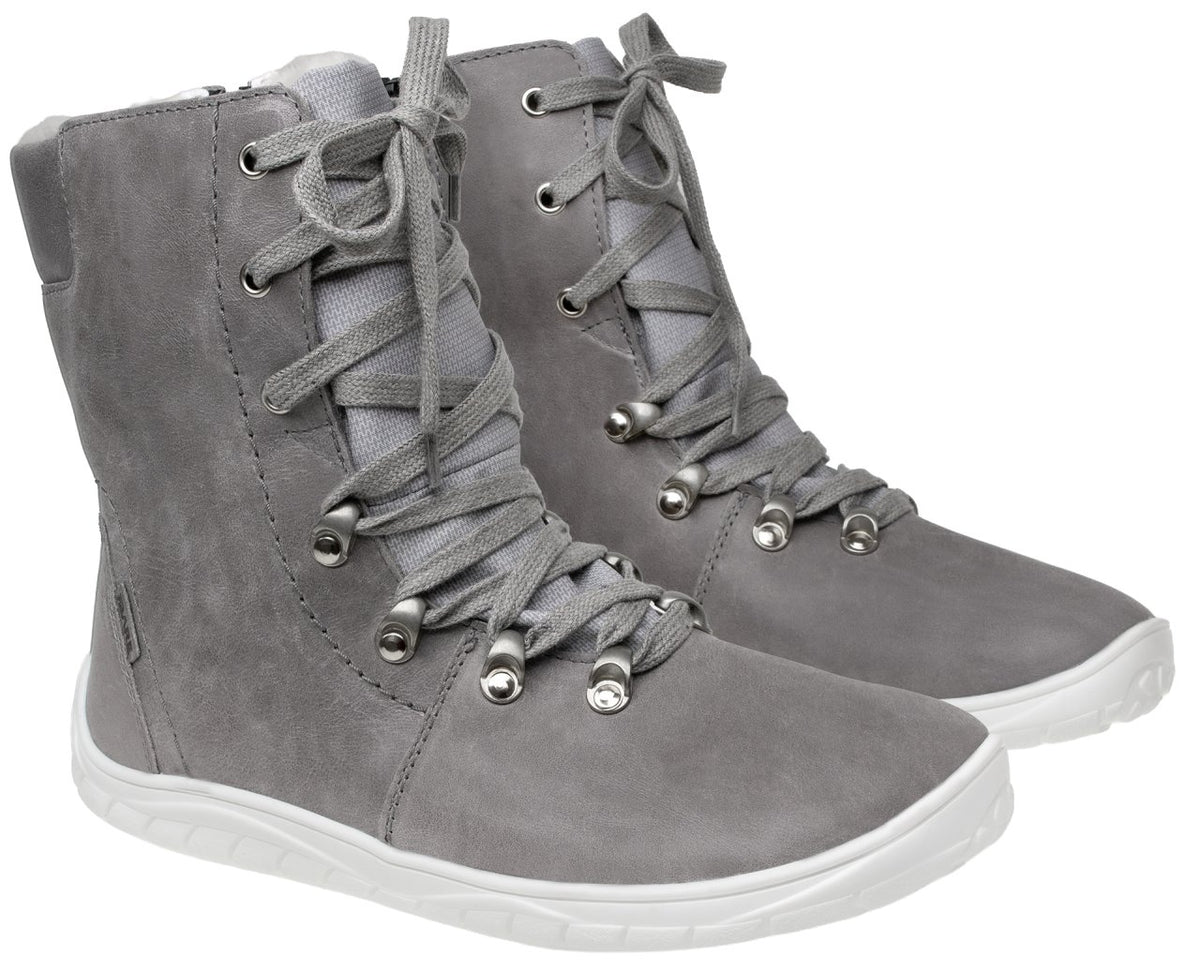 Fare Bare Norry Winter Grey - Botas barefoot impermeables calientes unisex grises