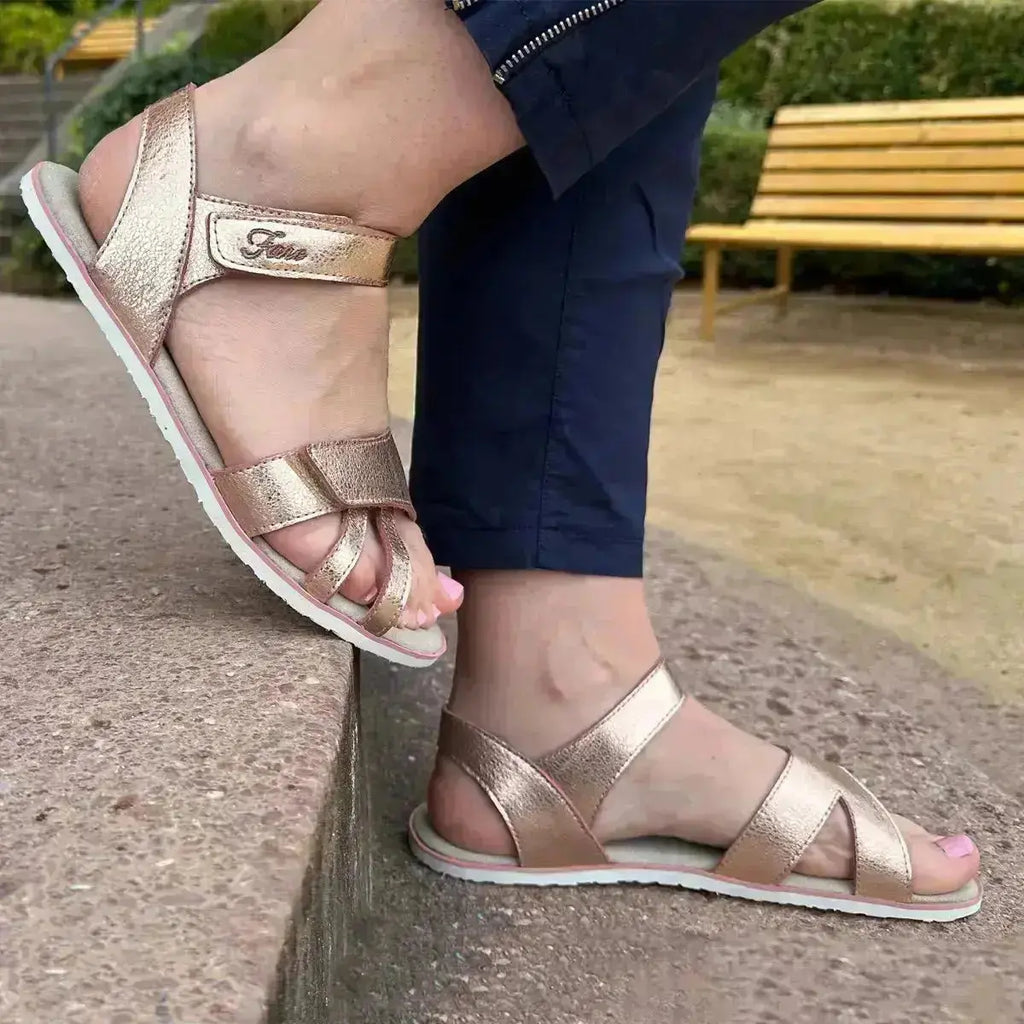 Fare Bare - Reia Rose Gold - Sandalias barefoot oro rosa para mujer