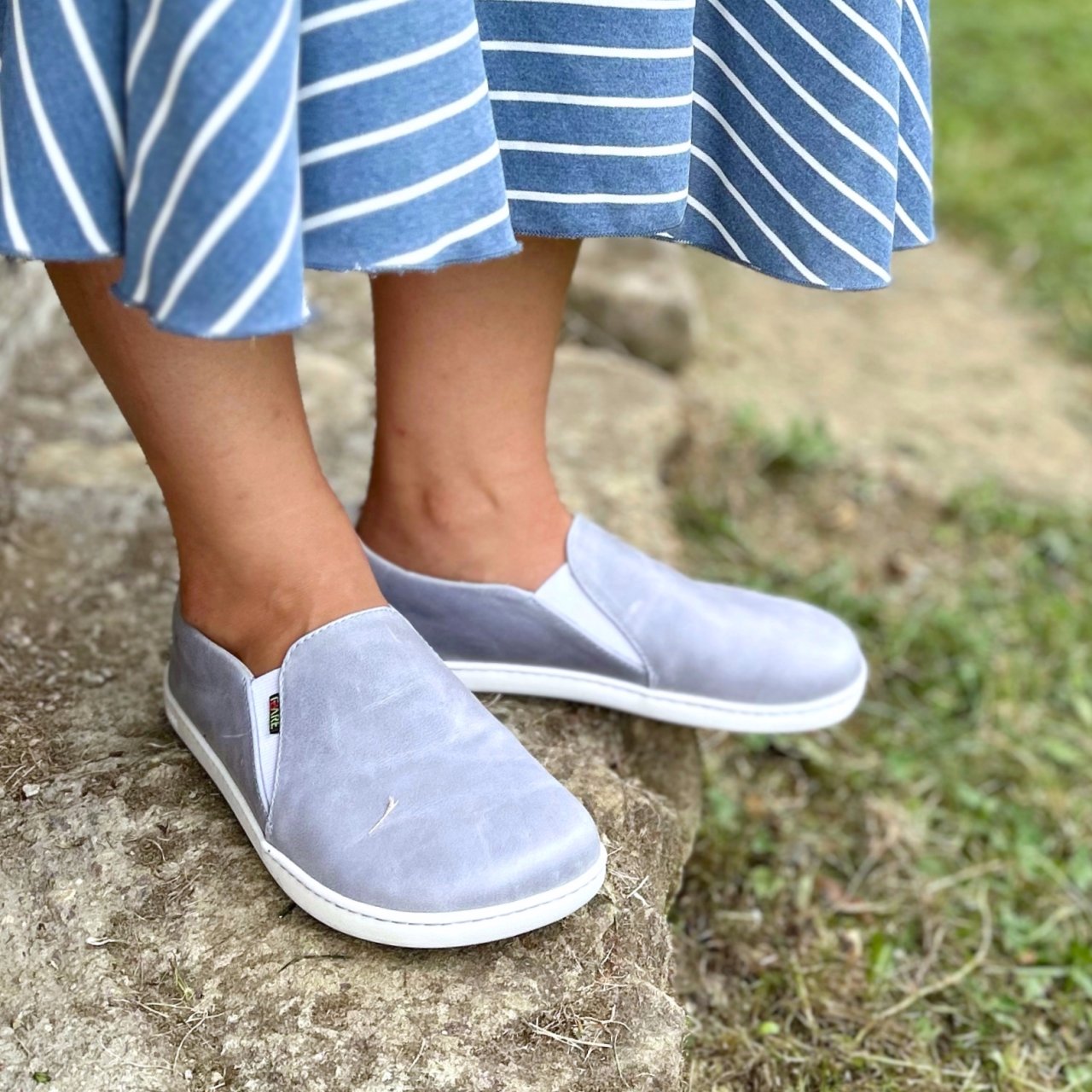 Fare Bare - Slip-On Dusty Blue B5762102 - Slip-ons de cuero barefoot