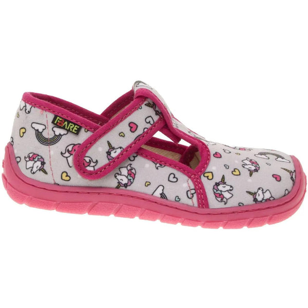 Fare Bare Slippers Grey Unicorns - Zapatillas de casa barefoot infantiles grises con estampado de unicornios