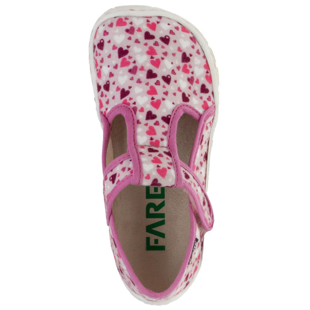 Fare Bare Slippers Pink Hearts - Zapatillas de casa barefoot infantiles rosas con estampado de corazones-Zapatillas de Casa-Fare Bare-Cacles Barefoot