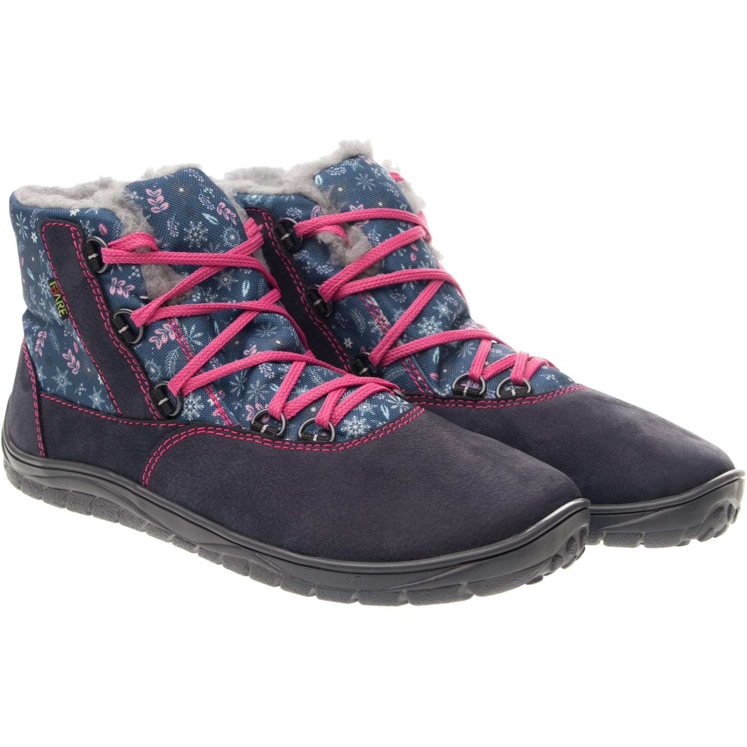 Fare Bare - Snow Flowers - Botines unisex con membrana y forro invernal-Fare Bare-Cacles Barefoot-Tienda de calzado barefoot respetuoso minimalista