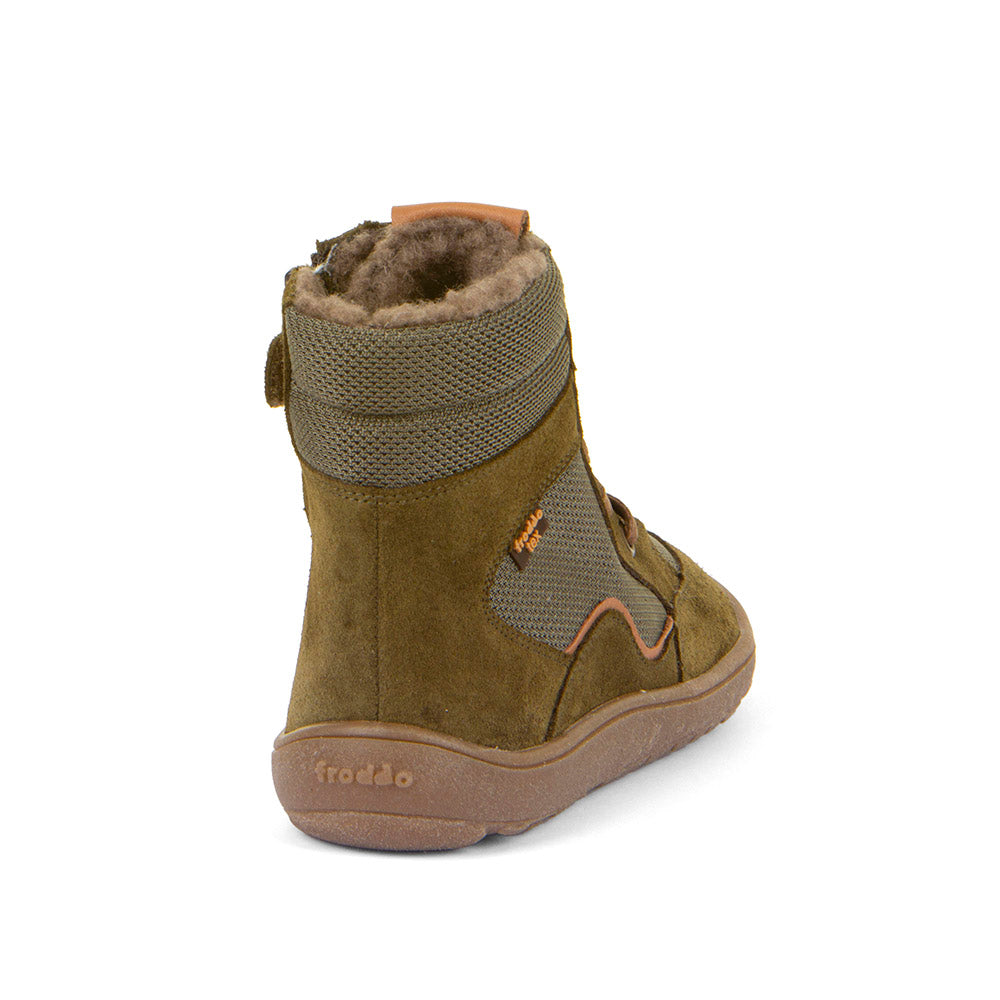 Froddo Barefoot - TEX Wool Grow Olive - Botines de Cordones con Membrana Tex-Froddo-Cacles Barefoot-Tienda de calzado barefoot respetuoso minimalista
