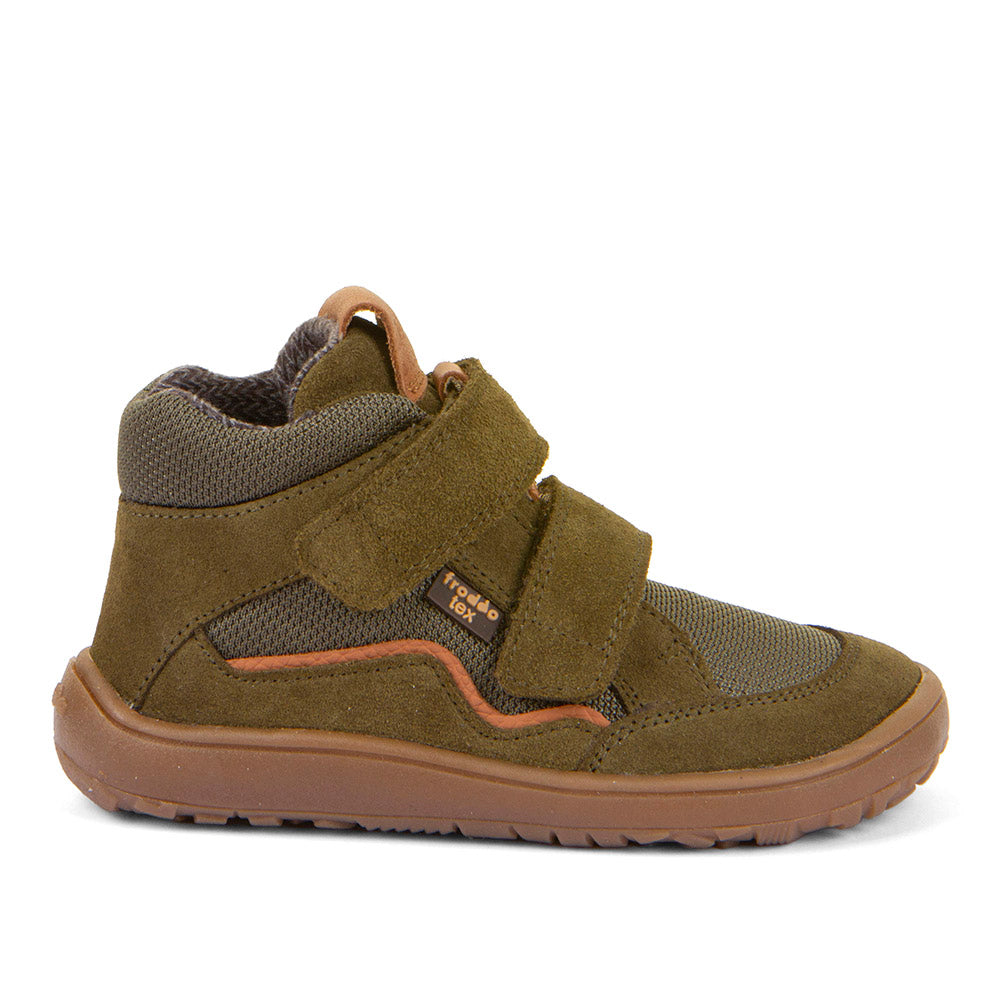 Froddo Barefoot Tex Autumn Olive - Botines barefoot otoñales resistentes al agua verde oliva
