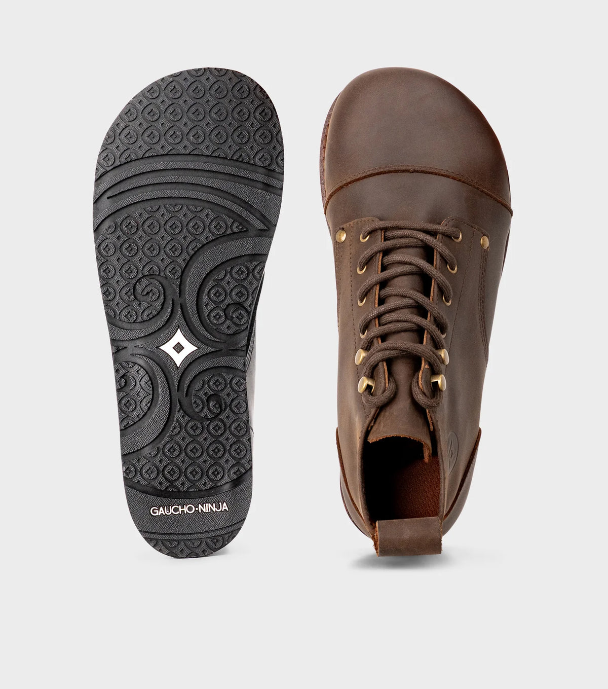 Gaucho Ninja Carpenter X-Wide Crazy Horse Brown - Botines barefoot de seguridad marrones  Cacles Barefoot