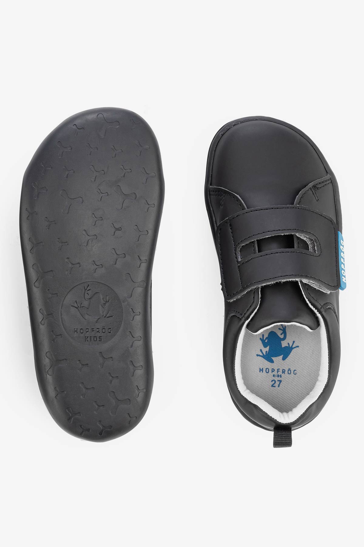 Hopfrög Kids - Smart Walker Casual Super Matte Black - zapatos colegiales barefoot univelcro