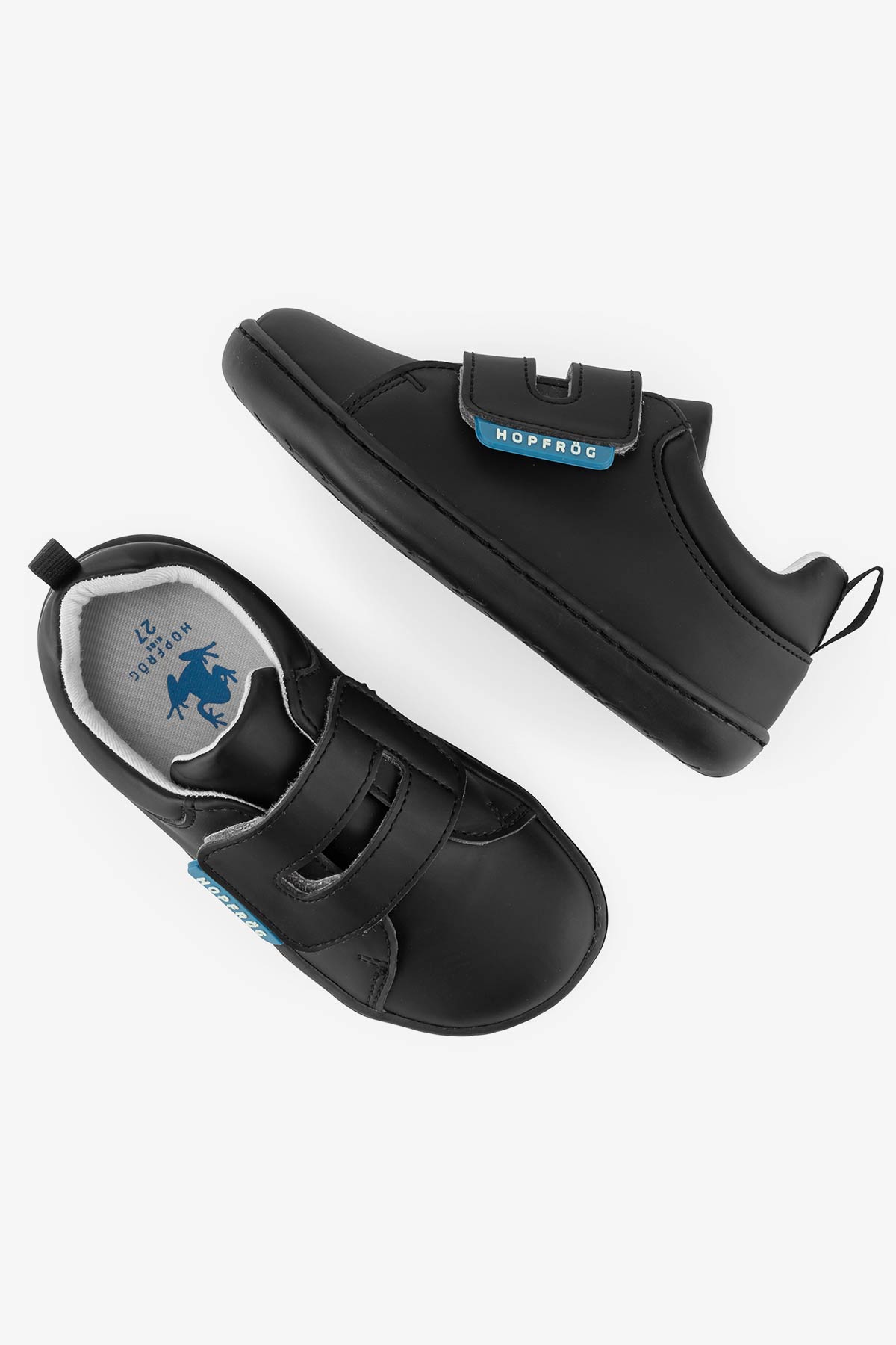 Hopfrög Kids - Smart Walker Casual Super Matte Black - zapatos colegiales barefoot univelcro