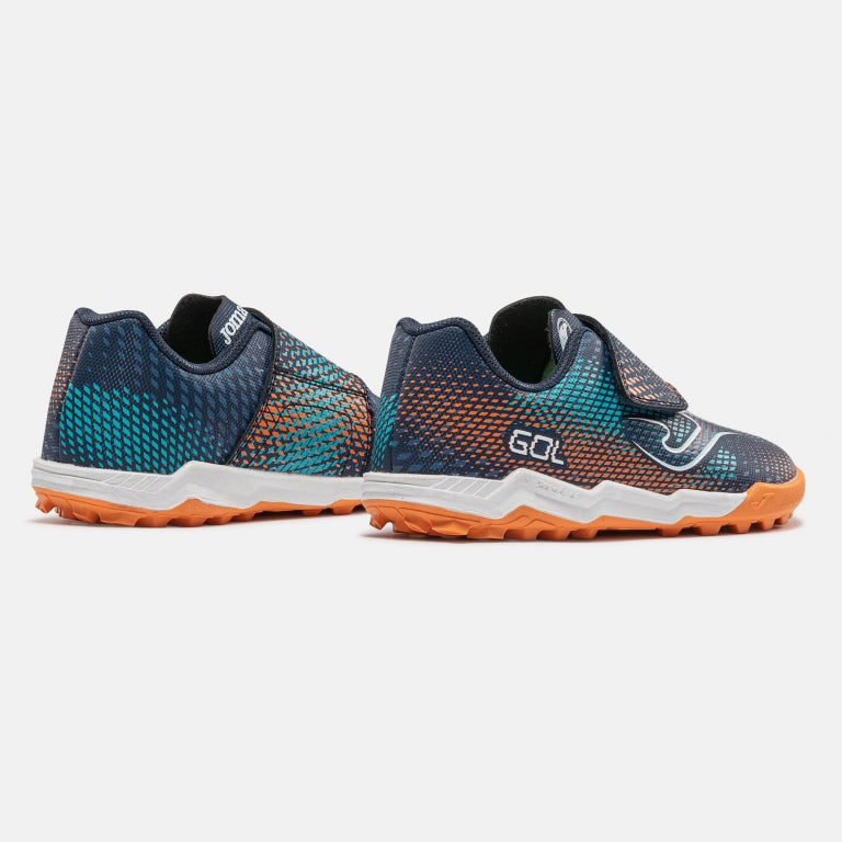 JOMA - Gol Kids Barefoot 2603 Marino Naranja Turf - Zapatillas barefoot con tacos infantiles para fútbol turf