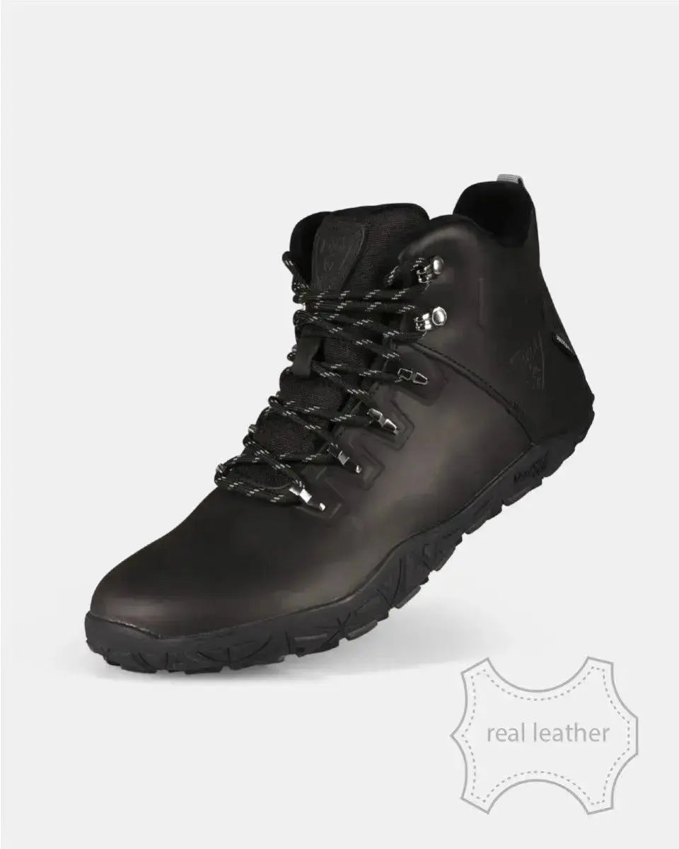 Kilpi Bare Leather High-U Black - Botas barefoot impermeables para senderismo