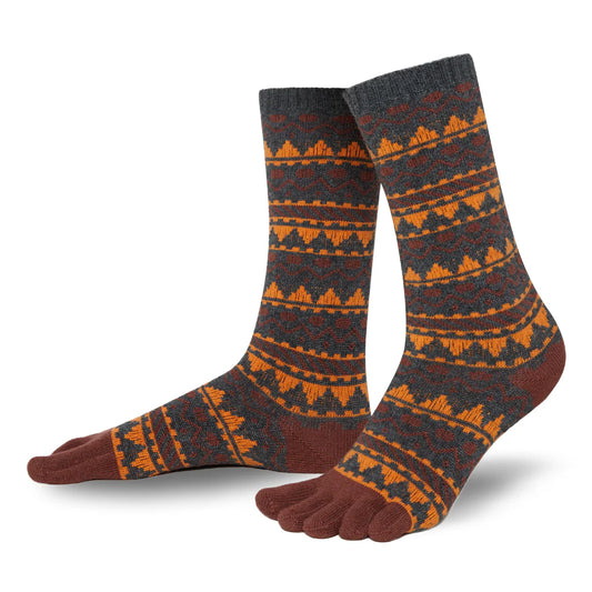 Knitido - Biwa Ull Braun / Orange - Calcetines Nórdicos Barefoot Media Caña-Knitido-Cacles Barefoot-Tienda de calzado barefoot respetuoso minimalista