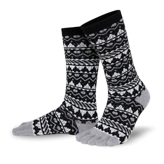 Knitido - Biwa schwarz / weiß - Calcetines Nórdicos Barefoot Media Caña-Knitido-Cacles Barefoot-Tienda de calzado barefoot respetuoso minimalista