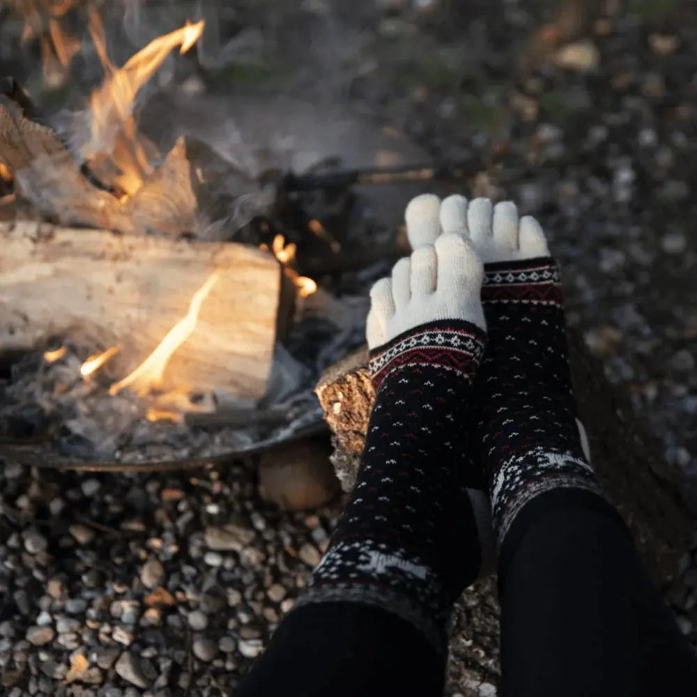 Knitido - Hossa beige / braun - Calcetines Nórdicos Barefoot Media Caña [BF]