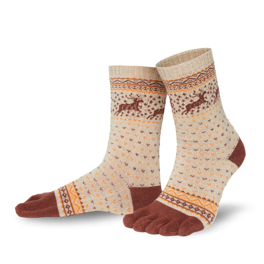 Knitido - Hossa beige / braun - Calcetines Nórdicos Barefoot Media Caña