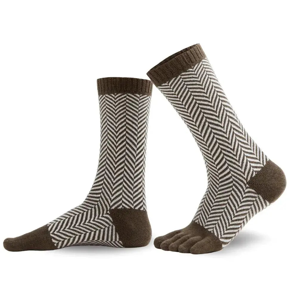 Knitido - Sill khaki / weiß - Calcetines Nórdicos Barefoot Media Caña