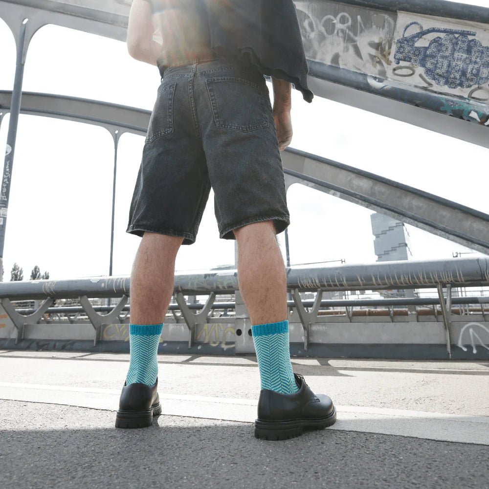 Knitido - Sill türkis / hellgrün - Calcetines Nórdicos Barefoot Media Caña [BF] - Cacles Barefoot