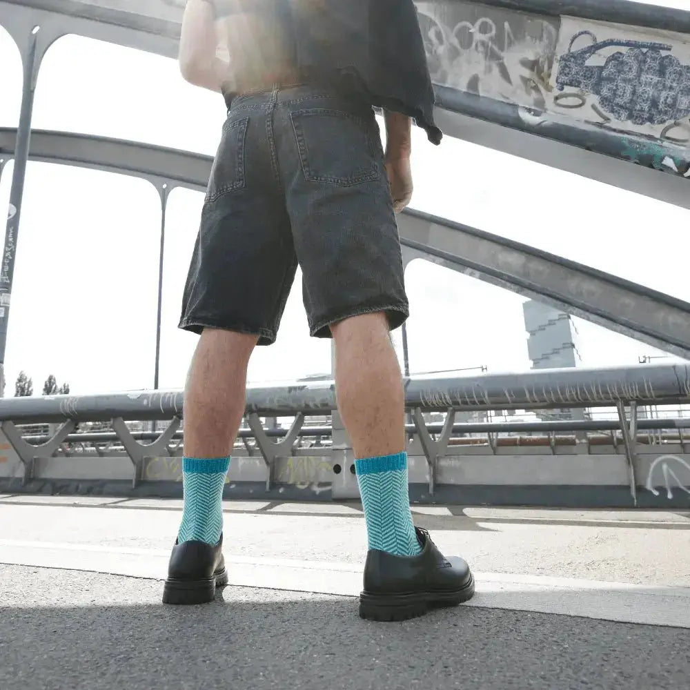 Knitido - Sill türkis / hellgrün - Calcetines Nórdicos Barefoot Media Caña
